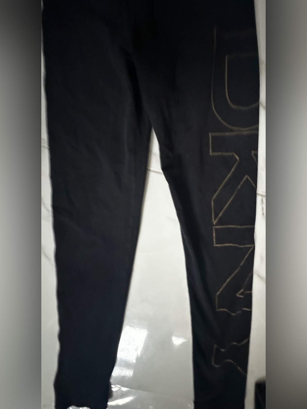 DKNY Black Leggings with Side Logo Detail